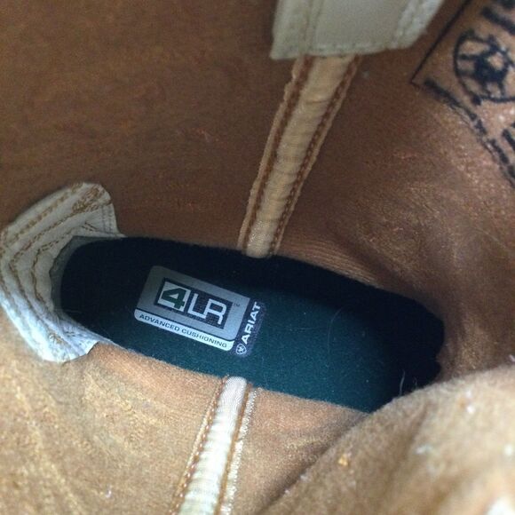 Ariat Cowboy Boots Leather Pull-On Block-Heel Pink Cream Size US 5 - Picture 11 of 13